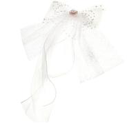 NUSITOU Voile de Perles de Mariée Blanc Barrette, Voile Doux et Fluide en Dentelle, Accessoire Coiffure Mariage Élégant pour Photo ou Fête Entre Amies
