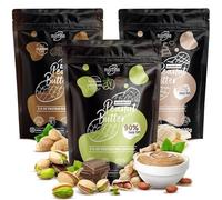 Nustino Lot de 3 beurres de cacahuète en poudre - Classic, Chocolat Blanc & Noix de Coco, Pistache & Chocolat 3 x 400 g