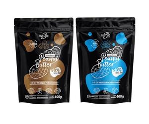 Nustino Pack Beurre de Cacahuète en Poudre (2x400g) - Classic & Pure 100% Naturel, 90% Moins de Matières Grasses, Riche en Protéines, Sans Additifs, Idéal pour Smoothies, Shakes et Cuisine Saine