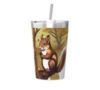 Nut-Eating Tasse isotherme en paille conique Motif écureuil mangeur de noix Idéal pour la salle de sport ou à emporter avec vous