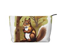 Nut-Eating Trousse de toilette de voyage imperméable en velours côtelé avec imprimé écureuil, Noir , Taille unique
