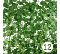 Nutabevr 12 Pièces Lierre Artificiel Guirlande,Faux Lierre d'une longueur décorative totale de 26,4 mètres,Lieres Artificielles Pseudo-plantes décoratives pour cuisines,mariages,balcons,jardins
