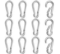 Nutabevr 12 pièces Mousqueton en acier inoxydable 304, Fermeture à ressort avec mousqueton, robuste sans œillet Crochets de ressort, pour Sports, clé à gratter, Chiens de Serrure