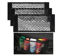 Nutabevr 4 Pack Filet de Rangement de Coffre, 40x25cm Filet de Stockage Voiture Sac Élastique Magic Sticker, Filet Rangement de Coffre épicerie, Rangement Ajouter sur Les organisateurs CWD-04