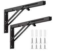 Nutabevr 400 mm Équerre Pliante Étagère,2Pièces Support Etagere Pliabl,Lourde Support Console Pliable en Métal Murale Supports,Gain de place, Pour Garage,Cuisine,Chambre