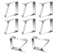 Nutabevr 8 pièces Pince Nappe Exterieur, Pince Nappe Clip Exterieur Ajustable,Pince pour Nappe de Table Inoxydable Anti-Glissant,Porte-nappes faciles Laver,pour Jardin Cuisine Restaurant Mariage Fête