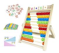 Nutabevr boulier règle à calcul, Puzzle Enfant Bâton Mathematiques Bouliers avec 100 Baguettes de Comptage et 100 Cartes Numériques, Abacus Coloré pour Les à Partir de 3 Ans Enfant Abacus Jeu