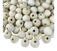 Nutabevr Lot de 120 perles 20mm rondes en bois naturel, Grosses Boules en Bois avec Trou avec trou de 4mm, Pour Bricolage, La Fabrication de Bijoux, Décorations Crétives, Décoration à la maison