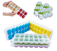 Nutabevr Lot de 4 Silicone facile à démoule Sans BPA 14 Bacs à Glaçons avec Couvercle, empilable,Plaque Carré Ice Cube Tray,pour Nourriture Bébé, Whisky, cocktail,Boissons