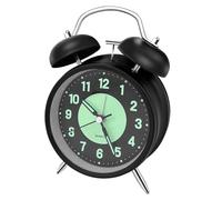 Nutabevr Réveil Double Cloche, avec Lumineux Silencieuse Réveil, Rétro Mécanismes à Quartz Électroniques, sans tic-tac, pour Chambre à Coucher, Salon, Noir Grand modèle réveil Classique