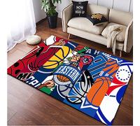 NUTANS Tapis de Zone NBA Series, Imprimé de Basket-Ball 3D, pour Salon et Chambre à Coucher, Antidérapant, 80*120cm