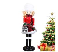 Nutcracker Christmas Decoration - Wooden 39.5x10.5cm | Christmas Lady Nutcracker Figurines | Wooden Nutcrackers Soldier Statue For Holiday Decor, Gift Display, Collectibles And Festive Christmass Home
