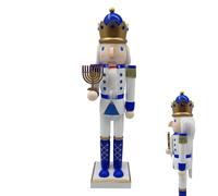 Nutcracker Decorations - Figurine Hanoukka Handcrafted Hanoukka Blanc Blue Soldier Statue Ornement | Traditional Design with Winter Celebration Motif for Living Room Cabinet Tabletop Counter