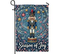 Nutcracker Drapeau de Noël avec citation de la saison de joie 30,5 x 45,7 | Décoration saisonnière d'hiver, drapeau de pelouse, guirlande lumineuse suspendue, motifs de canne à sucre