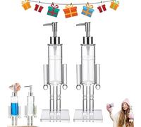 Nutcracker soap Dispenser, Acrylic Nutcracker soap Dispenser, Decorative Refillable Christmas Hand Soap Bottle, Festive Wash Liquid Lotion Pump for Bathroom & Home Kitchens Accessories (2PCS)