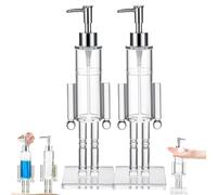 Nutcracker Soap Dispenser, Clear Acrylic Nutcracker Soap Dispenser, Refillable Christmas Hand Soaps Bottle, for Christmas Bathroom & Kitchen Decor (2Pcs)