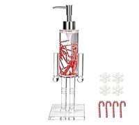 Nutcracker Soap Dispenser Clear Acrylic Refillable Pump Christmas Bathroom | Festive Countertop Handwash Container Decorative Holiday Kitchen Vanity
