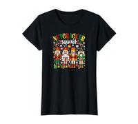 Nutcracker Squad Mascotte de Noël Amusante T-Shirt Graphique avec Valeur, Femme, Noir, XS