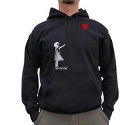 Nutees Banksy Girl with Heart Shaped Balloon Sweatshirt à Capuche (Noir), Large