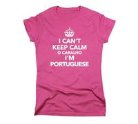 Nutees I Can't Keep Calm I'm Portuguese, Portugal T-Shirt pour Femmes (Rose), Medium