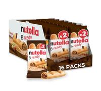 Nutella B-Ready Lot de 16 paquets de barres de pâte à tartiner noisette, 44 | Friandise pour les collations, les collations sucrées, les barres de gaufrette, la pâte à tartiner au cacao et aux noisettes,