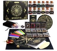 Nutgun Grand kit de fournitures de sorcellerie 60 pièces, fournitures et outils Wiccan y compris des herbes de sorcellerie, des bougies de sorcellerie, des cristaux, un guide, un kit de démarrage de