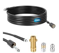 NUTKIT 10M Kit Deboucheur Haute Pression, Kit de Tuyau de Nettoyage De Canalisation avec Buse Nettoyeur Haute Pression à Jet, Rotative et Adaptateurs, Compatible avec Karcher K2/K3/K4/K5/K6/K7