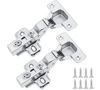 NUTKIT 2 Pièces Semi Recouvrante Charnière Porte Placard, Charnières pour Meubles de Cuisine avec Amortisseurs, Charniere Invisible avec 8 Vis, pour les armoires de Cuisine et les Armoires