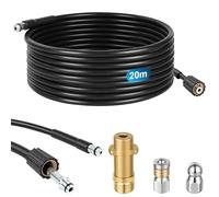 NUTKIT 20M Kit Deboucheur Haute Pression, Tuyau de Nettoyage Haute Pression | Kit de Tuyau de Nettoyage De Canalisation avec 2 Buses et 1 Adaptateur,180Bar 60C°,Compatible avec Karcher K2/K3/K4/K5/K6/K7