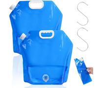 NUTKIT 2PCS Bidon à Eau Pliable, 10L Sac d'eau Pliable avec Couvercle Étanche et Robinet, Bidon d'eau Poche d'eau Portable, sans BPA, Réutilisable, Bidons Pliables, pour Randonnée, Camping(Bleu)