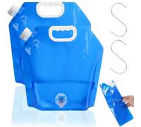 NUTKIT 2PCS Bidon à Eau Pliable, 5L Sac d'eau Pliable avec Couvercle Étanche et Robinet, Bidon d'eau Poche d'eau Portable, sans BPA, Réutilisable, Bidons Pliables, pour Randonnée, Camping(Bleu)