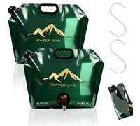 NUTKIT 2PCS Bidon à Eau Pliable, 8L Sac d'eau Pliable avec Couvercle Étanche et Robinet, Bidon d'eau Poche d'eau Portable, sans BPA, Réutilisable, Bidons Pliables, pour Randonnée, Camping(Vert)