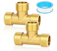 NUTKIT 2PCS Té laiton égal, 1/2" Té laiton à visser triple mâle, Raccord Plomberie pour Eau Chaude/Froide, pour Eau Potable