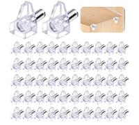 NUTKIT 50 Pcs Supports d'étagères en Plastique Transparent, Taquet Etagere Plastique Transparent avec Tige en Acier, Support Etagere pour Meubles de Cuisine, Bibliothèque, Armoire