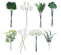 NUTKIT 55 PCS Bouquets de Fleurs d'eucalyptus Artificielles | Artificielles d'Eucalyptus et d'Hortensias, Decoration DIY, pour Décoration de Table, Mariage, Décoration d'Intérieur et Fête