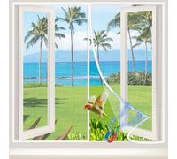 NUTKIT Moustiquaire Fenêtre Magnétique, 110x140cm Auto-AdhéSif en Maille Rideau Aimantée Anti Moustique, Fermeture Automatique, Amovible, Anti Moustique Fenetre pour Tout Type de Fenêtre(Nior)