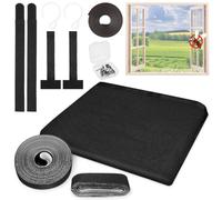 NUTKIT Moustiquaire Fenêtre Magnétique, 120x120cm Auto-AdhéSif en Maille Rideau Aimantée Anti Moustique, Fermeture Automatique, Amovible, Anti Moustique Fenetre pour Tout Type de Fenêtre(Blanc)