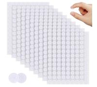 NUTKIT Scratch Autocollant Rond, 1080 Pièces 10mm Autocollantes Hook & Loop Pastille Adhesive, Réutilisable, Scratch Autocollant Double Face Rond, pour Papier, Plastique, Verre, Métal(Blanc)