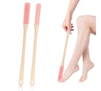 Nutmanel 2Pcs Brosse de Nettoyage de Orteils, Brosse pour Pieds de Douche, Brosse à Long Manche en Silicone, Avec têtes de brosse en deux tailles Pour personnes âgées femmes enceintes et d'autres,Rose
