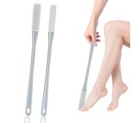 Nutmanel 2Pcs Brosse de Nettoyage de Orteils, Brosse pour Pieds de Douche, Brosse à Long Manche en Silicone, Avec têtes de brosse en deux tailles Pour personnes âgées femmes enceintes et d'autres,Gris