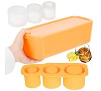 Nutmanel Bac à Glaçons pour Stanley Cup, Set de glaçons en silicone avec couvercle, Stanley Cup Ice Mold, sans BPA, Réutilisables, 3 moules à glaçons cylindriques 20 30 40 OZ accessoires Jaune