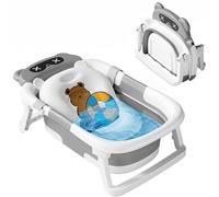 Nutmanel Baignoire Bébé Pliable, Baignoire Bebe avec Coussin Flottant, Baignoire BéBé Pliable pour Tout-petits, Baignoire Enfant Antiderapant, Idéale pour Nouveau-Né et Tout-Petit Gris