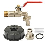 Nutmanel Robinet Cuve 1000l, 1/2'' Robinet d'eau en Laiton, Adaptateur de Réservoir, S60X6 IBC Robinet Jardin, Résistant à la Rouille et au Gel, Pour Jardin, Machine à Laver, Baril de Pluie