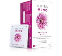 Nutra Tea NutraMeno - Thé ménopause, thé au trèfle rouge - Soulagement de la périménopause et de la ménopause pour femme - Comprend trèfle rouge, sauge et rose - 20 sacs emballés individuellement