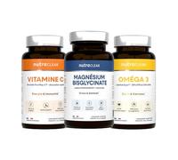 Nutraclear | Pack Vitalité - Vitamine C, Magnésium, Oméga 3 | 3 compléments alimentaires essentiels pour accompagner vos apports nutritionnels au quotidien