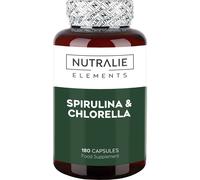 Spiruline Chlorella 1800mg Vegan - Détox BIO-disponible - Énergie + Satiété + Force - Riche Proteines Vitamines et Phycocyanine - 180 Gélules 100% Végétaliennes Nutralie