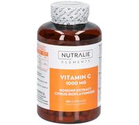VITAMINE C 1000 mg avec Rose Canine + Acide Ascorbique - Défenses + Fatigue + Antioxydant - Bioflavonoïdes + Vitamine C - 180 Gélules Nutralie