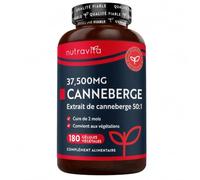 Nutravita Canneberge 37500 mg - 180 Gélules Véganes - 2 Mois | Supplément d'Extrait de Canneberge Pur 50:1 - Fabriqué au Royaume-Uni