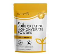 Nutravita Créatine Monohydrate Pure en Poudre - 350 g, Sans Arôme, Vegan, Micronisée Poudre, Cure de 100 Jours - Complément Pré-Entraînement pour Hommes et Femmes (Cuillère Doseuse Incluse)