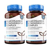Nutravita Glucosamine Chondroïtine Complex - 2 x 180 Gélules - Glucosamine Chondroitine avec Vitamine C, Curcuma, Gingembre et Extrait de Rose Musquée - Chondroïtine Marine Complement Alimentaire